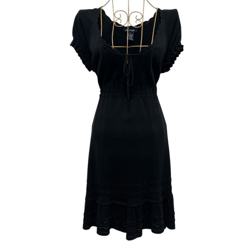 MAX EDITION Vintage Pointelle Knit Cotton Blend Mini Dress Size Medium